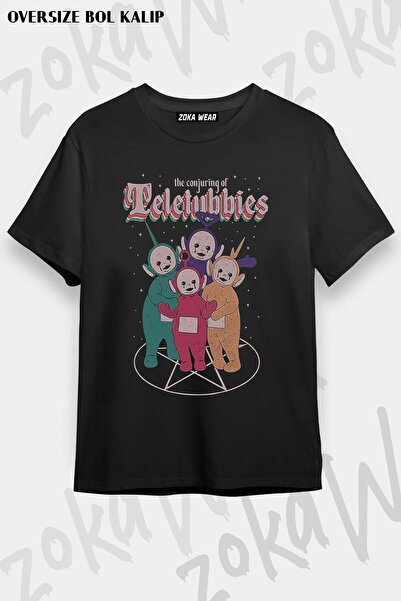 ZOKAWEAR Tricou unisex oversize cu imprimeu Satanic Teletubbies