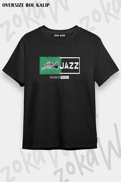 ZOKAWEAR Tricou imprimat unisex oversize Jazz Music Saxophone Design