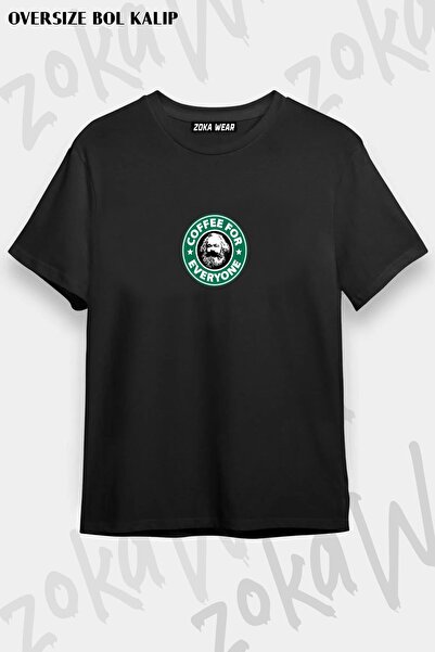ZOKAWEAR Unisex Oversize kroj Karl Marx Socijalistička Kafa Štampano Majica