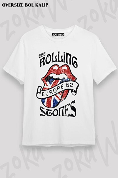 ZOKAWEAR Unisex Oversize kroj Mold 82 The Rolling Stones Design Štampano majica