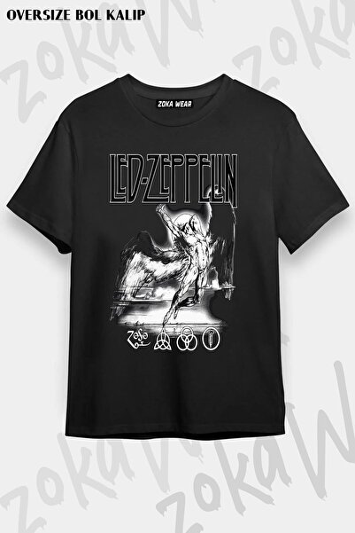 ZOKAWEAR Tricou unisex oversize cu imprimeu Icarus Led Zeppelin Design