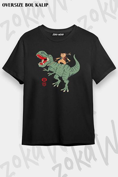 ZOKAWEAR Μπλουζάκι με στάμπα Unisex Oversize T rex Catana Design