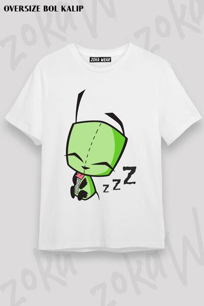 ZOKAWEAR Унисекс тениска с щампа Invader Zim Gir Sleeping