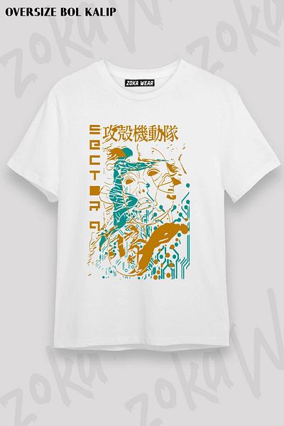 ZOKAWEAR Μπλουζάκι με στάμπα Unisex Oversize Ghost In The Shell με ρετρό σχέδιο