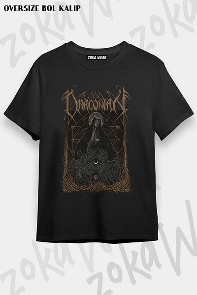 ZOKAWEAR Tricou unisex oversize cu imprimeu Night Band Draconian Design