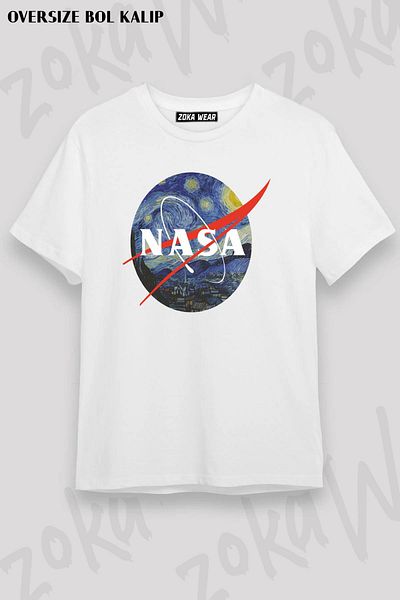 ZOKAWEAR Μπλουζάκι με στάμπα Unisex Oversize Van Gogh Nasa Space Space Design