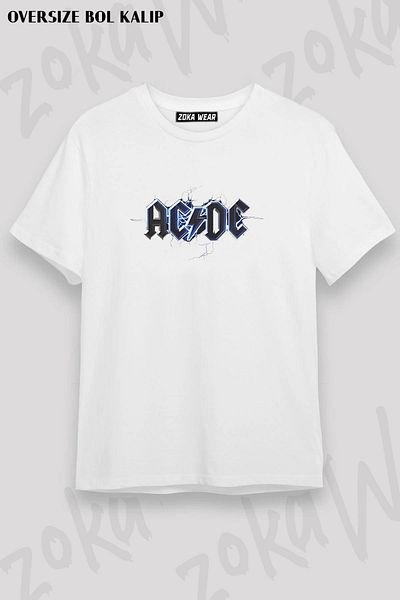 ZOKAWEAR Μπλουζάκι με στάμπα Unisex Oversize Ac Dc Thunderbolt Design