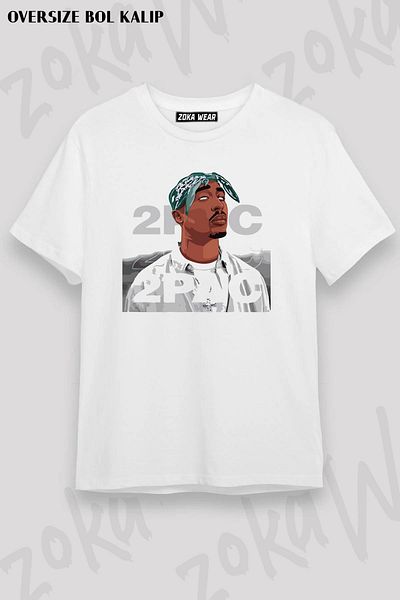 ZOKAWEAR Μπλουζάκι με στάμπα Unisex Oversize 2pac Tupac Shakur v2 Design
