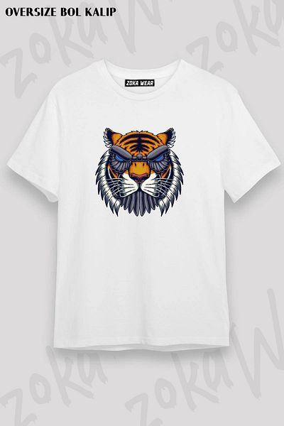 ZOKAWEAR Μπλουζάκι με στάμπα Unisex Oversize Cyberpunk Tiger Design