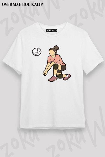 ZOKAWEAR Tricou unisex oversize cu imprimeu de volei v4