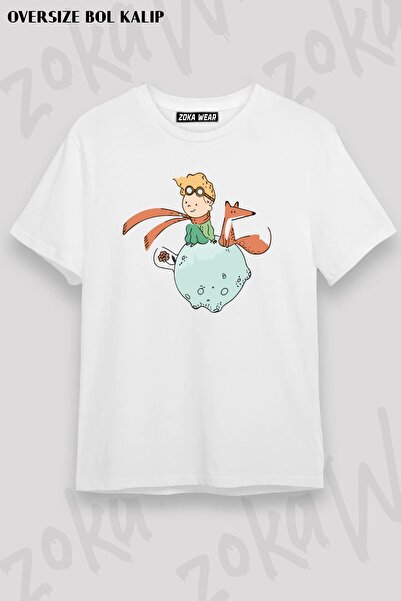 ZOKAWEAR تي شيرت مطبوع بتصميم شخصية كتاب الأمير الصغير مقاس كبير للجنسين