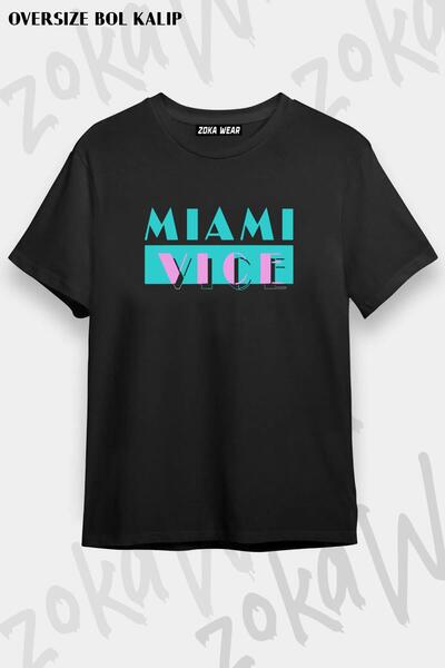 ZOKAWEAR Unisex Oversize Fit Miami Vice Tv Shows Side Design Printed Tshirt