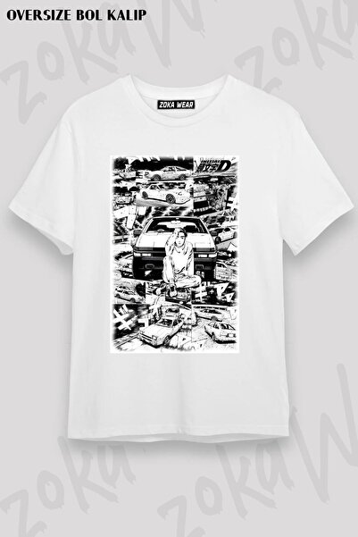 ZOKAWEAR Unisex Oversize kroj Mold Initial D Manga Takumi Design Štampano majica
