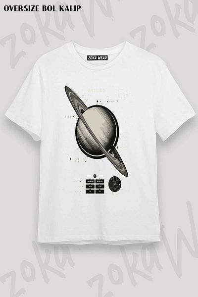ZOKAWEAR Unisex Oversize Mold Saturn Φυσικά Χαρακτηριστικά Σχεδιασμός Τυπωμένο Tshirt