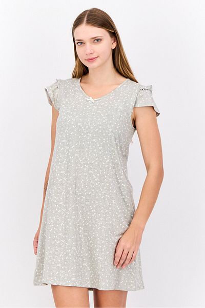 Company Ellen Tracy Women Allover Print Pajama Gown, Grey Combo