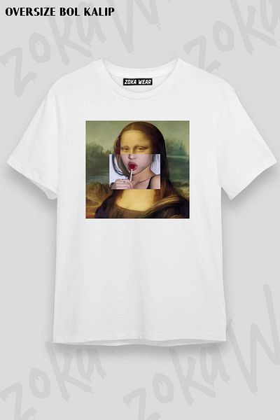ZOKAWEAR Μπλουζάκι με στάμπα Unisex Oversize Mona Lisa Lollipop Design