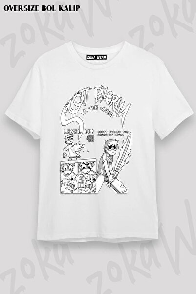 ZOKAWEAR Tricou unisex oversize cu imprimeu Scott Pilgrim Vs The World Design