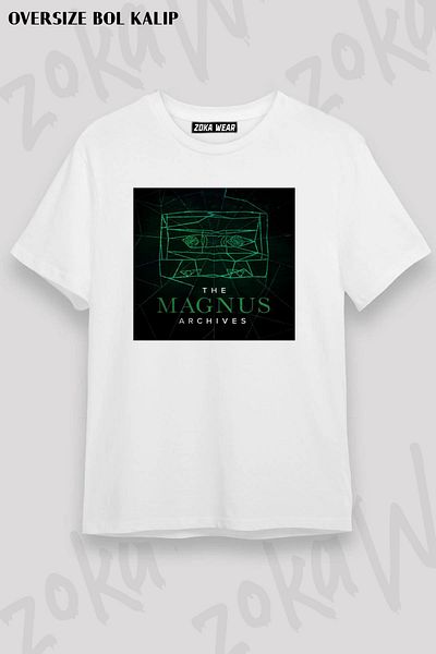 ZOKAWEAR Unisex Oversize Μορφή The Magnus Archives Logo Σχέδιο Τυπωμένο Tshirt