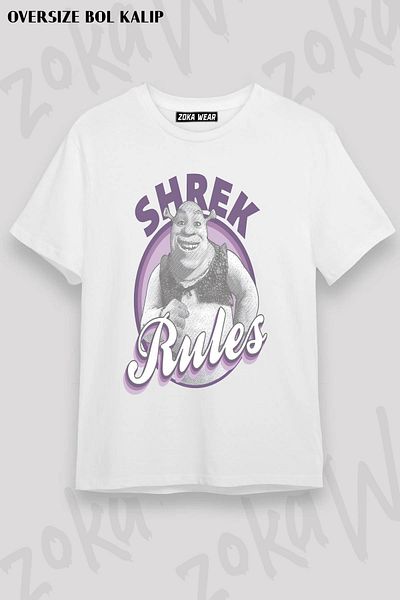 ZOKAWEAR Tricou unisex oversize Shrek Rules Circle Ogre Poster cu model