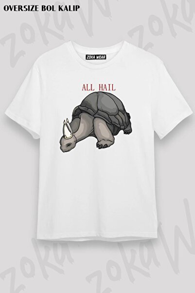 ZOKAWEAR Унисекс тениска с овърсайз мотив и принт Pope Turtle Miriel Elden Ri...