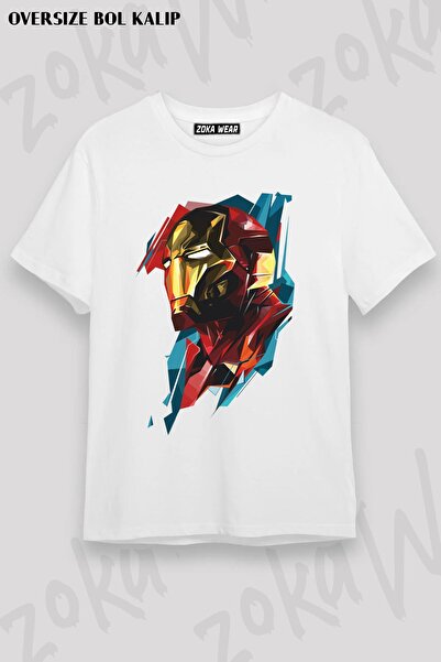 ZOKAWEAR Unisex Oversize Kalıp Iron man Tasarım Baskılı Tshirt