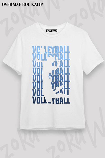 ZOKAWEAR Tricou unisex oversize cu imprimeu pentru volei volei v2