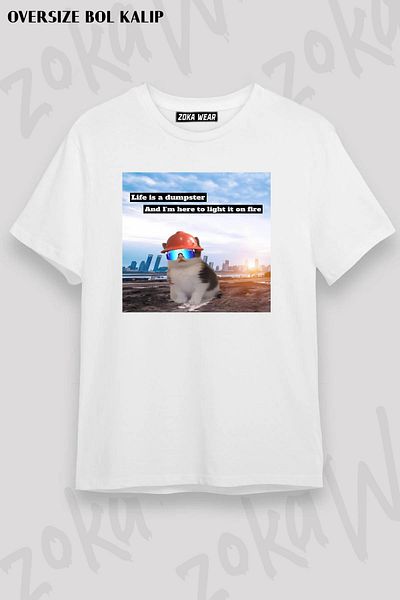 ZOKAWEAR Μπλουζάκι με στάμπα Unisex Oversize Mold Beans Dumpster Fire Design