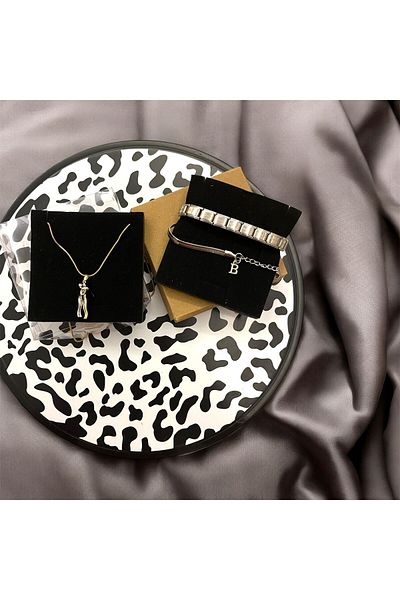 pofudukcase Annoying Steel Letter Bracelet + Charm + Double Necklace + Set of 3