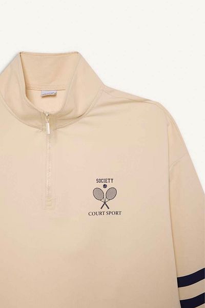 DeFacto Defactofit Oversize Wide Fit Half Zip Printed Sports Sweatshirt D7132Ax25Sp
