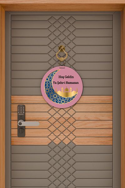 Rugmood Modern Door Ornament Pink Welcome City Ramadan Outdoor Door Ornament