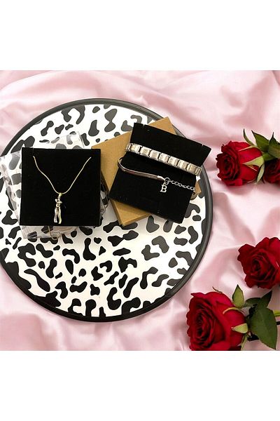 pofudukcase Annoying Steel Letter Bracelet + Charm + Double Necklace + Set of 3