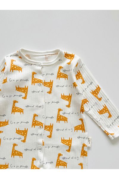 COOLMINIES 3-12 Months Baby Patterned Romper - 100% Cotton, Flexible Report and Snap Cloth