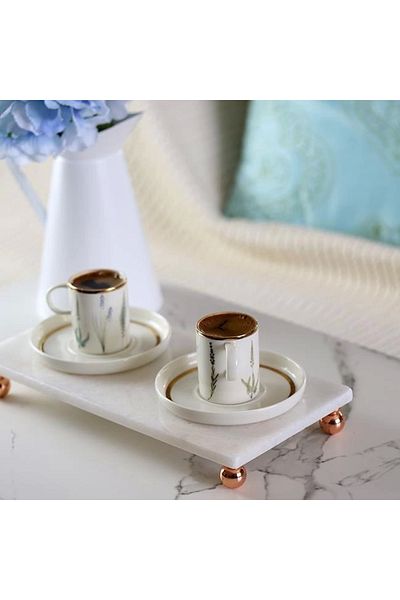 Akayev Marble White 30x15 Cm Rose Gold Bead Foot Presentation Holder