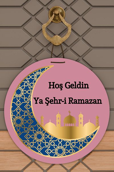 Rugmood Modern Door Ornament Pink Welcome City Ramadan Outdoor Door Ornament
