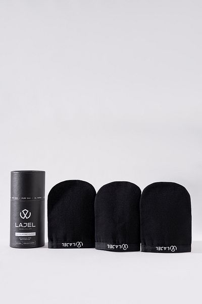 Lajel Premium 3-Pack Medium Size Pouch Shower Pouch, Exfoliating Gloves, Facial Pouch 100% Flush Silk Sensitive Skin