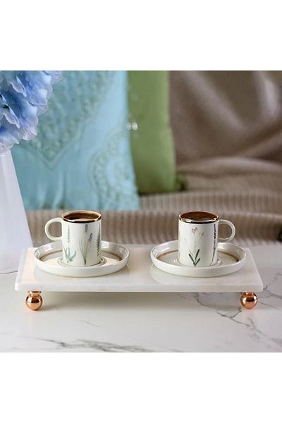 Akayev Marble White 30x15 Cm Rose Gold Bead Foot Presentation Holder