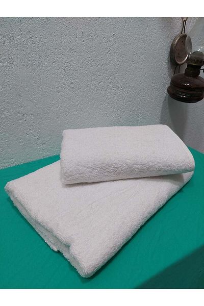 Mef Collection Bathroom Towel Set Medium Size White 2 Pieces