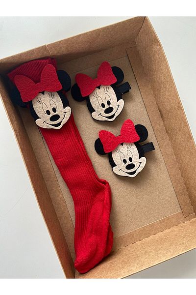 Minnie Mouse مجموعة إبزيم جورب ميني ماوس باللون الأحمر - 0-3 سنوات