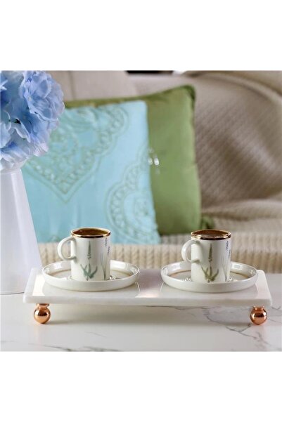 Akayev Marble White 30x15 Cm Rose Gold Bead Foot Presentation Holder