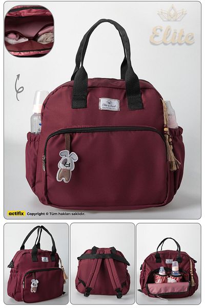Elite Seal Luna Claret Red Mother Baby Care Backpack