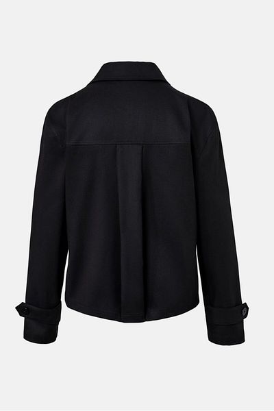 Tchibo Women Spread Collar Long Sleeve Solid Tops, Black
