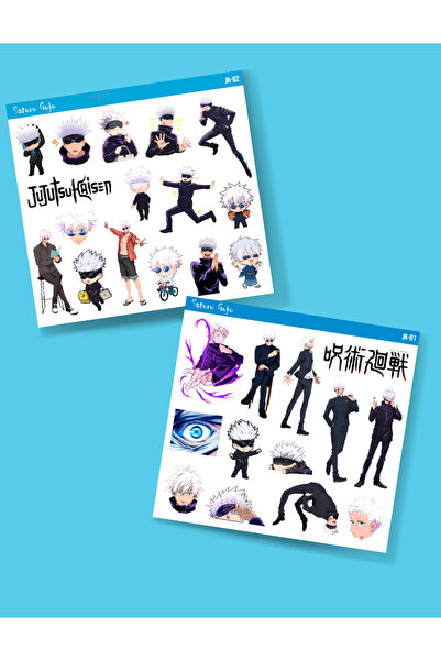 MiniThingsArt Satoru Gojo- Jujutsu Kaisen anime çıkartması 2 Li etiket seti