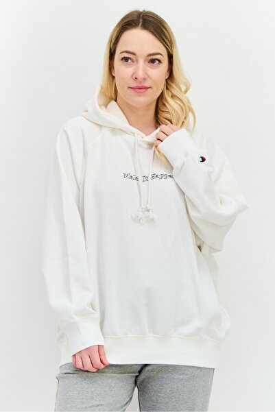 Champion هودي رياضي نسائي بأكمام طويلة مناسب للخروج، أبيض