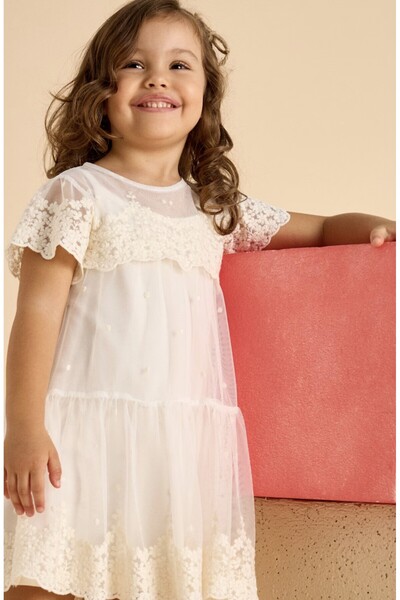 MAYORAL Girl Embroidered Tulle Dress