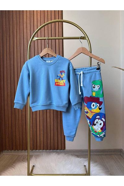 WİKİBOOM Bluey Printed 3 Yarn Unraddle Boy's Suit