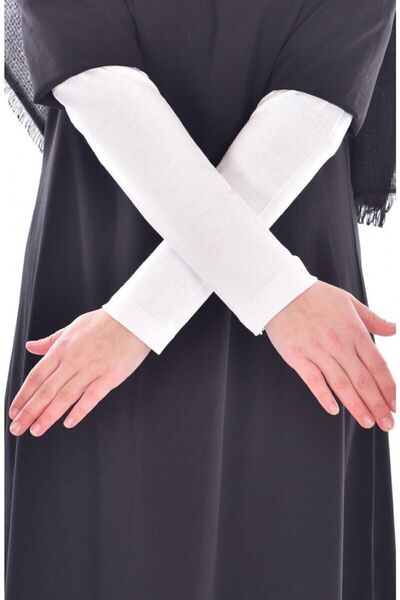 Global-Store Λευκό χτενισμένο βαμβακερό μανίκι προσευχής - Σετ 1 ζευγάρι