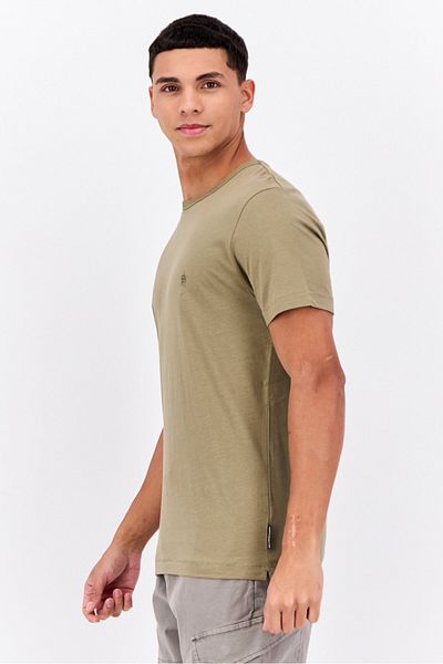 French Connection Men Crew Neck Short Sleeve Brand Logo T-shirt, Olive