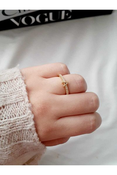 bijoux uniques Waterway Zircon Stone Letter a Adjustable Gold Ring
