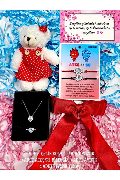 Le Manolia Accessories ATEŞ VE SU BİLEKLİKLİ , ÇELİK KALP KOLYE VE YÜZÜKLÜ ,F...