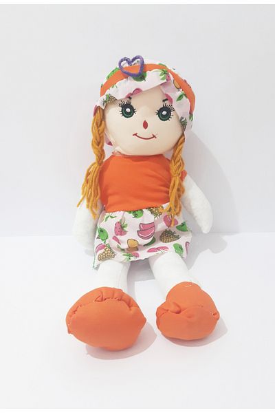 renkli çiçekler 50 cm Orange Cloth Doll - Toy with Dress and Hair